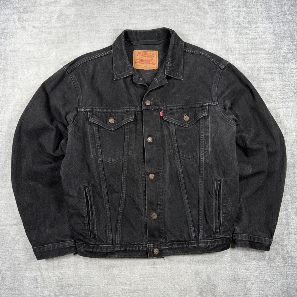 Levis Trucker Jacket Mens Small Black Denim Vintage 90s Type 3 Trucker 75525